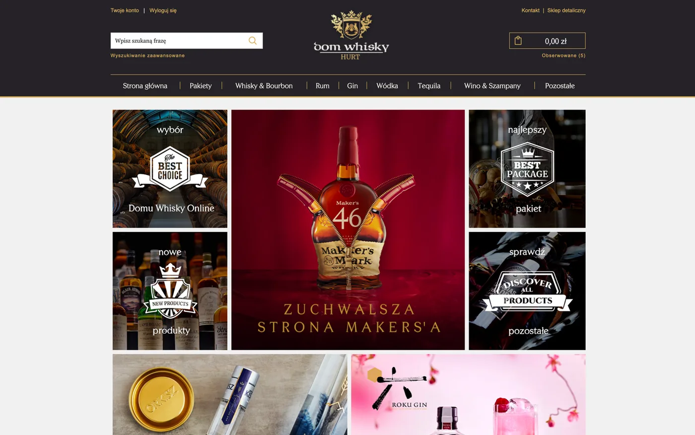 Dom Whisky Hurt, hurtownia alkoholi premium: zrzut zrealizowanej strony